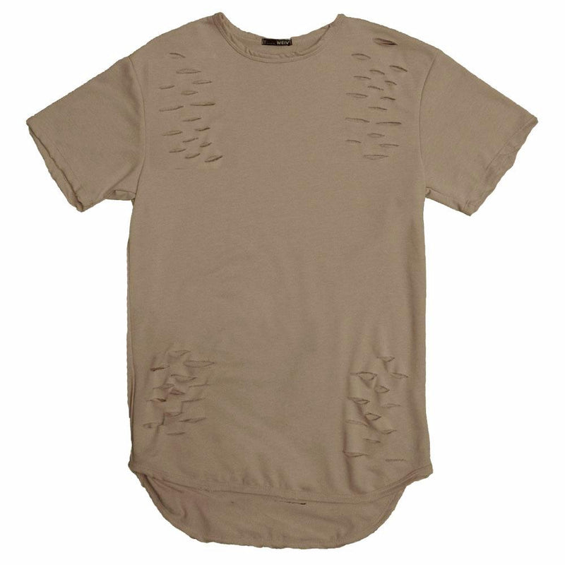 TAUPE SCISSOR DISTRESSED TEE-0