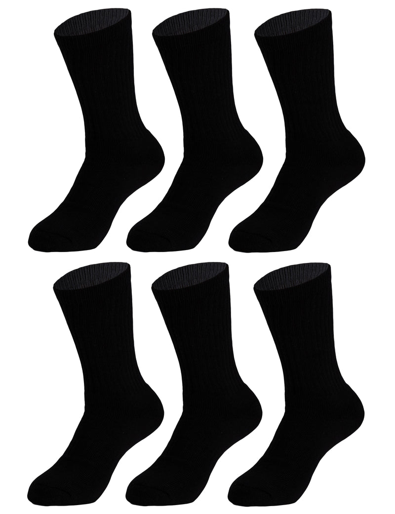 6 Pairs - Casual Cotton Crew Socks for Women Solid Color Breathable Sport Socks Size 9-11-1