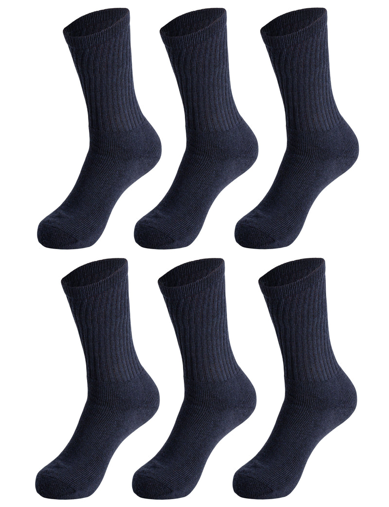 6 Pairs - Casual Cotton Crew Socks for Women Solid Color Breathable Sport Socks Size 9-11-2