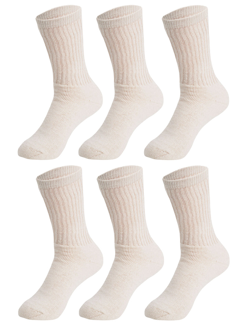 6 Pairs - Casual Cotton Crew Socks for Women Solid Color Breathable Sport Socks Size 9-11-3