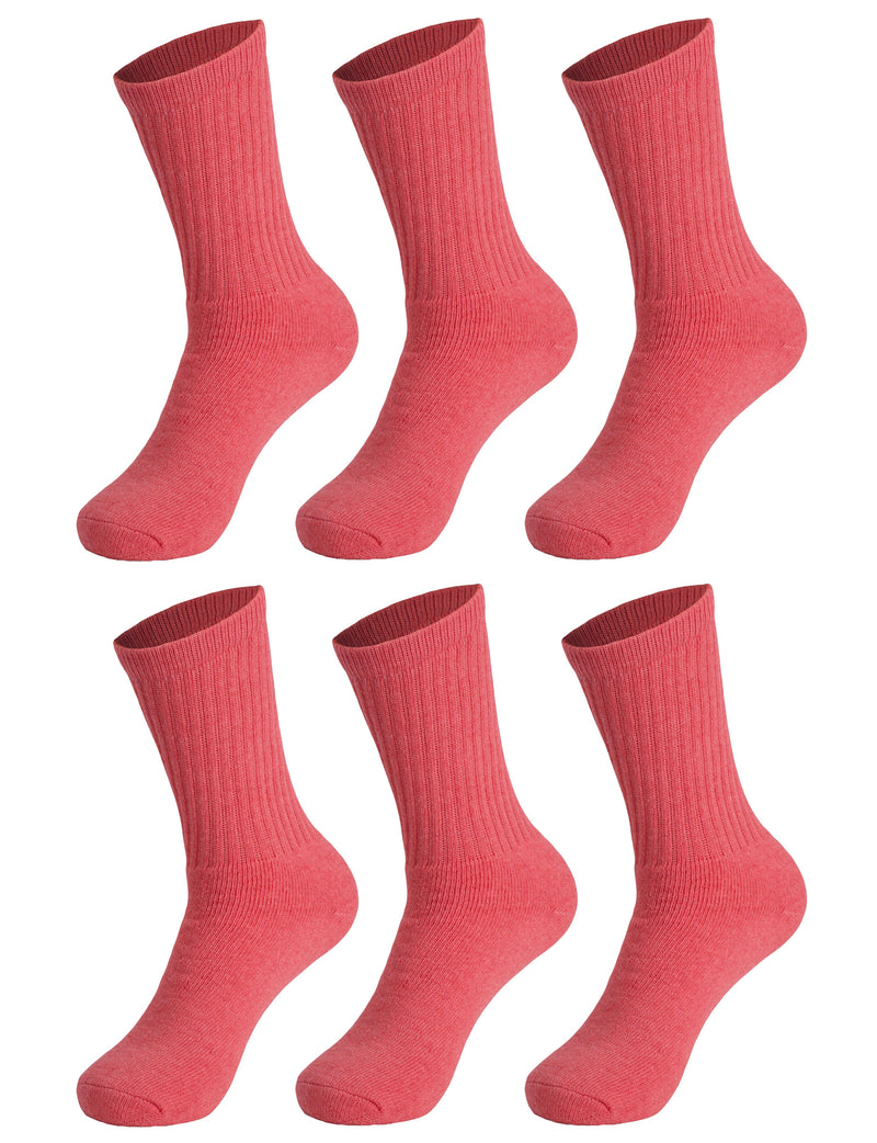 6 Pairs - Casual Cotton Crew Socks for Women Solid Color Breathable Sport Socks Size 9-11-4