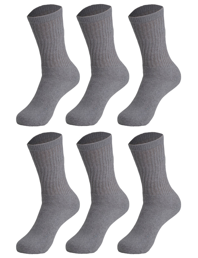 6 Pairs - Casual Cotton Crew Socks for Women Solid Color Breathable Sport Socks Size 9-11-5