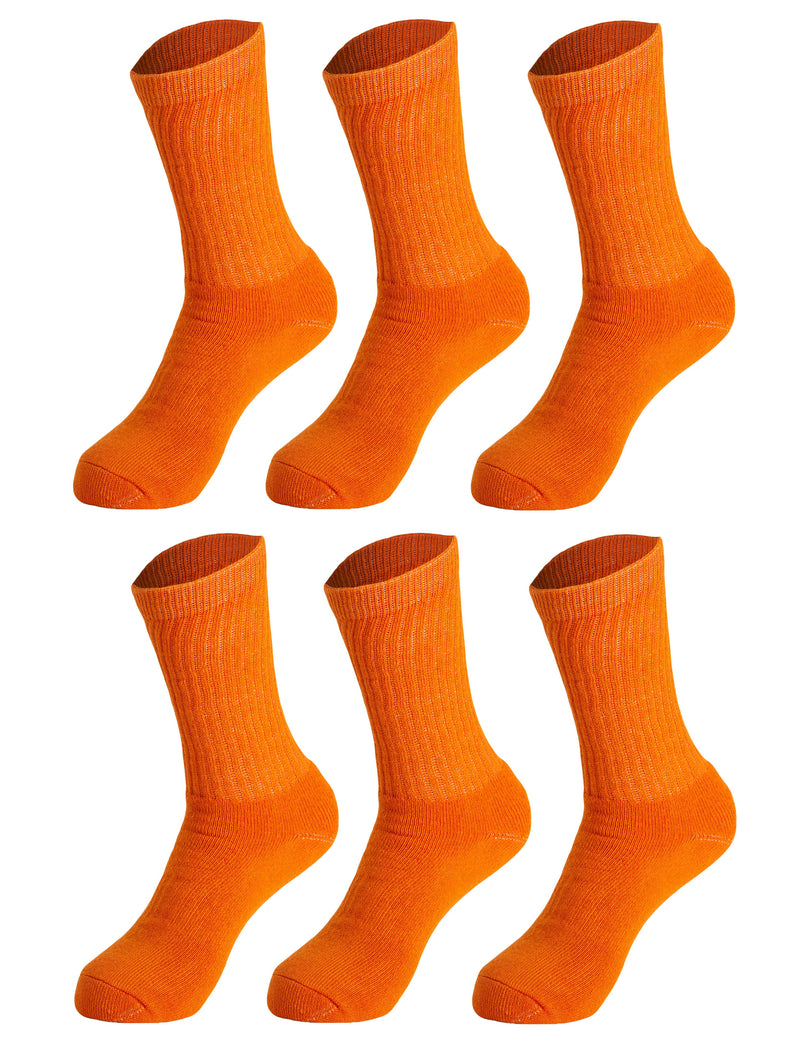 6 Pairs - Casual Cotton Crew Socks for Women Solid Color Breathable Sport Socks Size 9-11-10