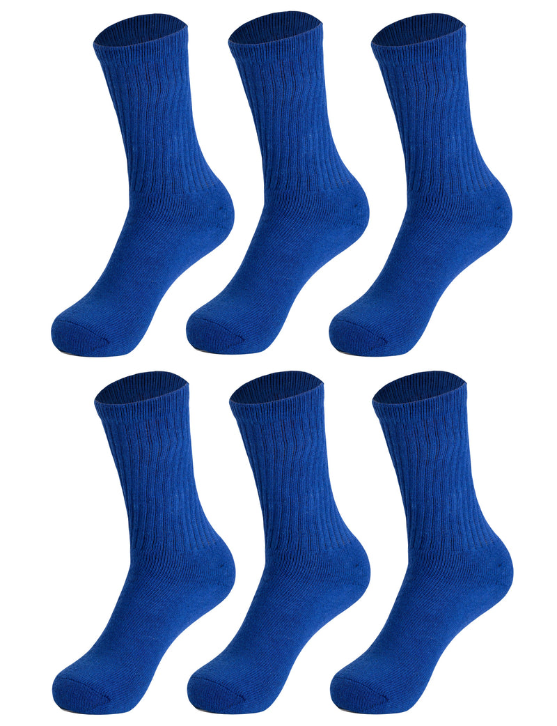 6 Pairs - Casual Cotton Crew Socks for Women Solid Color Breathable Sport Socks Size 9-11-11