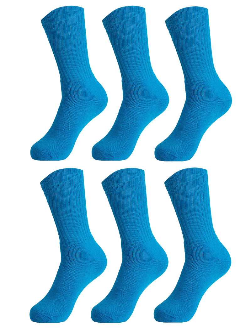 6 Pairs - Casual Cotton Crew Socks for Women Solid Color Breathable Sport Socks Size 9-11-13