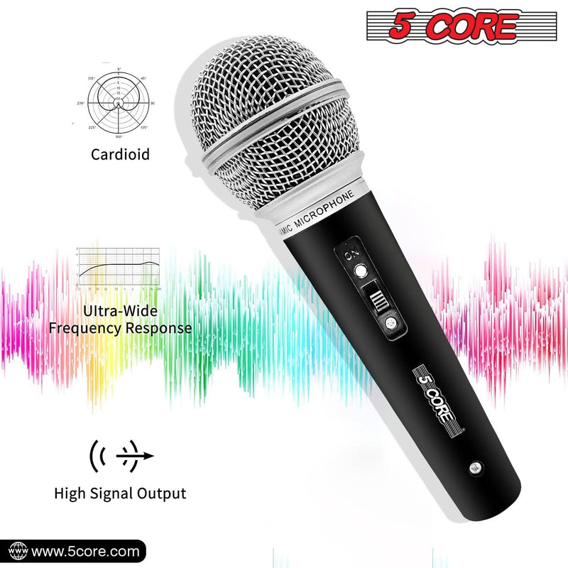 5 CORE Karaoke Microphone Dynamic Vocal Handheld Mic Cardioid Unidirectional Microfono w On and Off Switch Includes XLR Audio Cable for Singing, Public Speaking & Parties PM 58-2