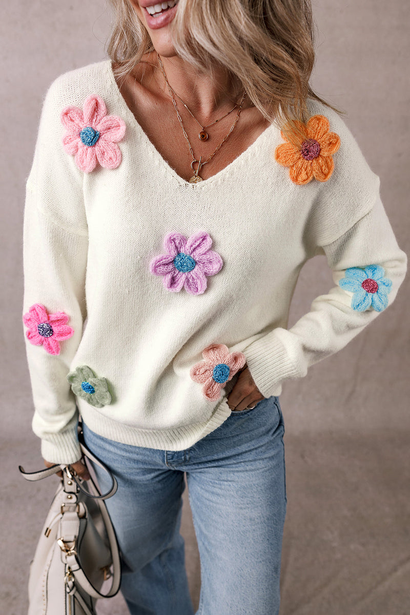 Isabella Crochet Flower Sweater-4