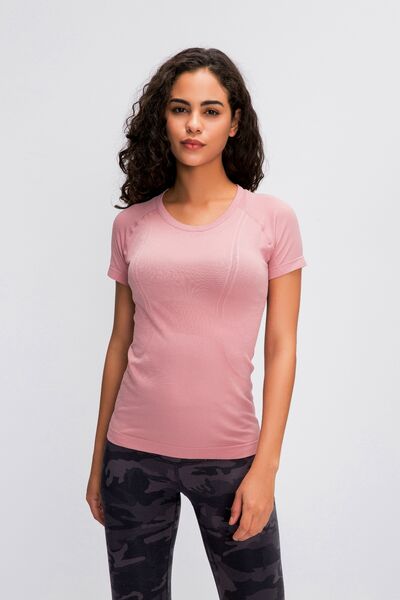 Round Neck Short Sleeve Active T-Shirt-7