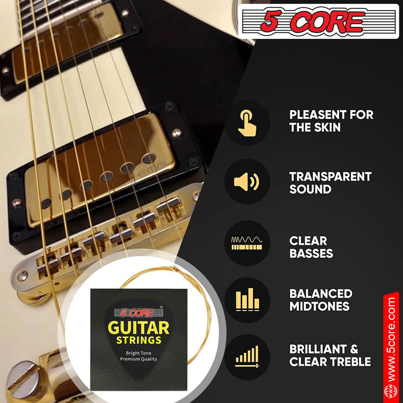 5Core Acoustic Guitar Strings 0.010-0.047 Steel Gauge Heavy Duty w Bright Tone For 6 String Guitars-1