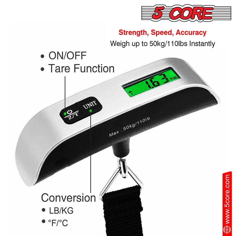 5Core Digital Luggage Scale Travel Weight Scales Hanging Baggage Weighing Machine-4