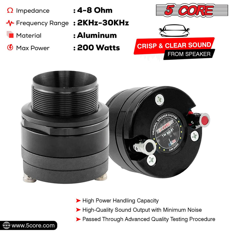 5 Core Super Tweeter 1" 200W Max 4Ohm Neodymium Magnet Titanium Bullet Speaker Horn-3