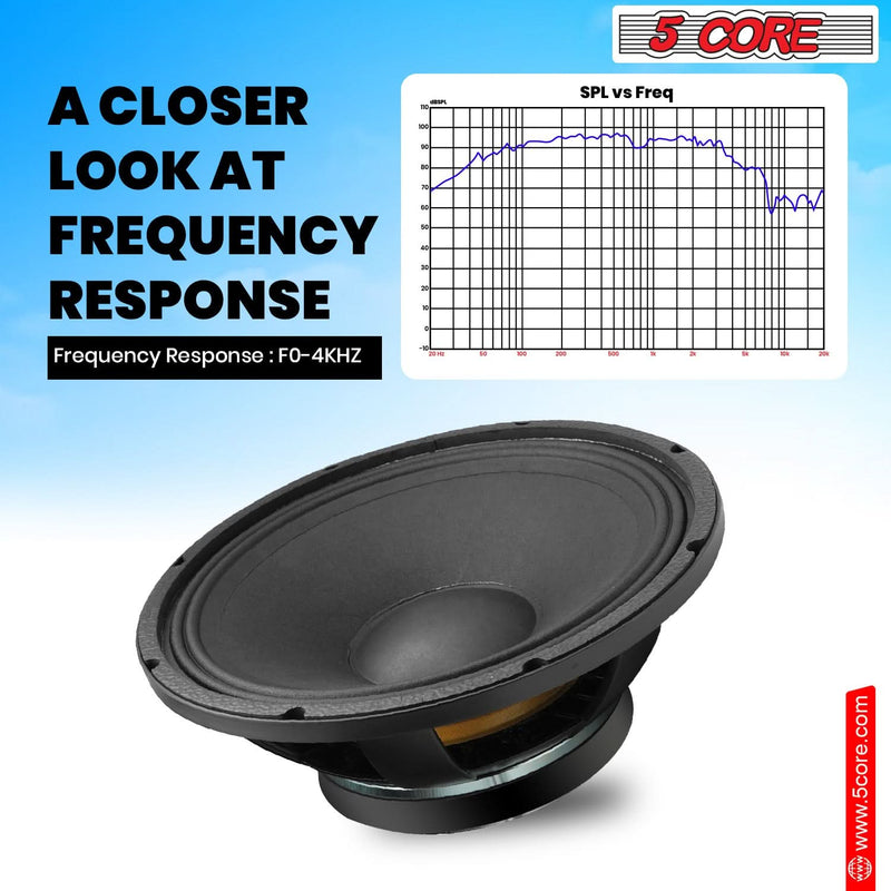 5 Core 10 inch Guitar Speaker 600W Max Power 8 Ohm 96 Oz Magnet Replacement Driver Speakers-3