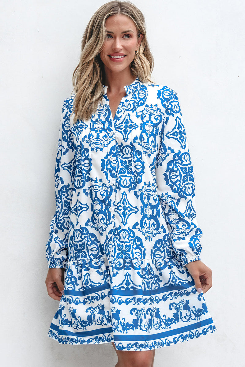 Adalynn Tribal Button Up Loose Mini Dress-4