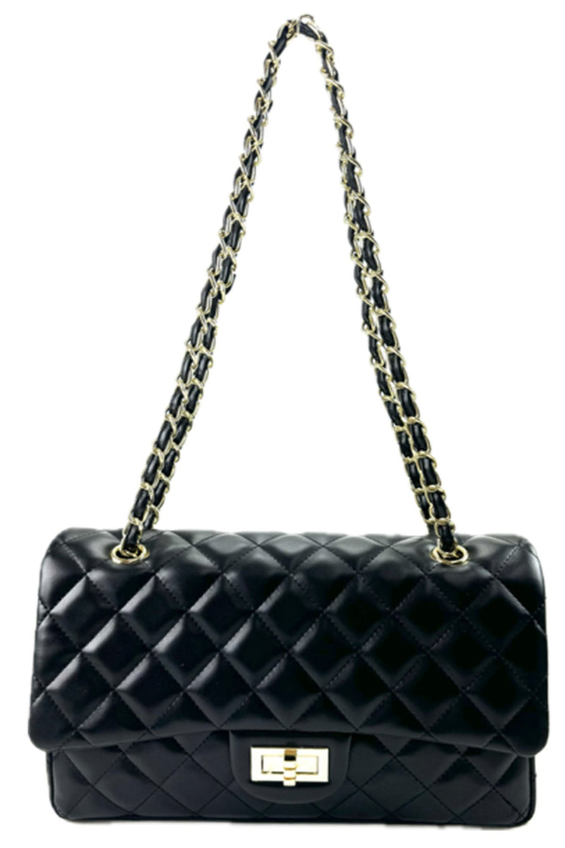 QUILTED FAUX LEATHER HAND BAG-2