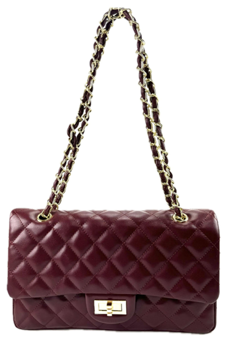 QUILTED FAUX LEATHER HAND BAG-1