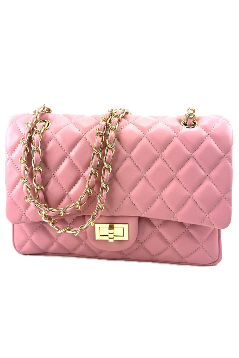 QUILTED FAUX LEATHER HAND BAG-6