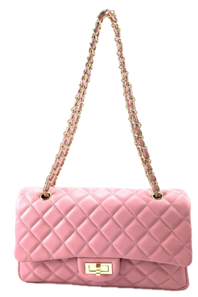 QUILTED FAUX LEATHER HAND BAG-4