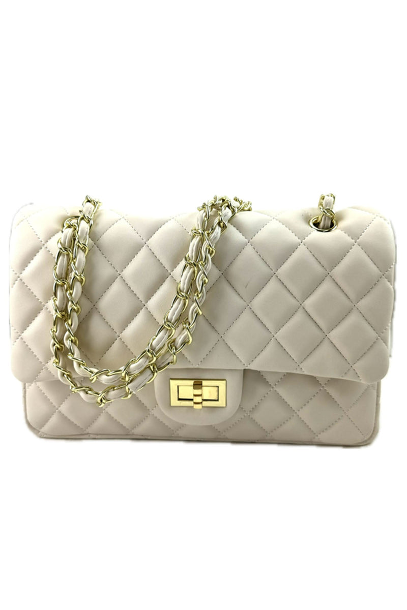 QUILTED FAUX LEATHER HAND BAG-7