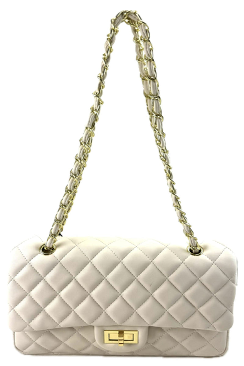 QUILTED FAUX LEATHER HAND BAG-4