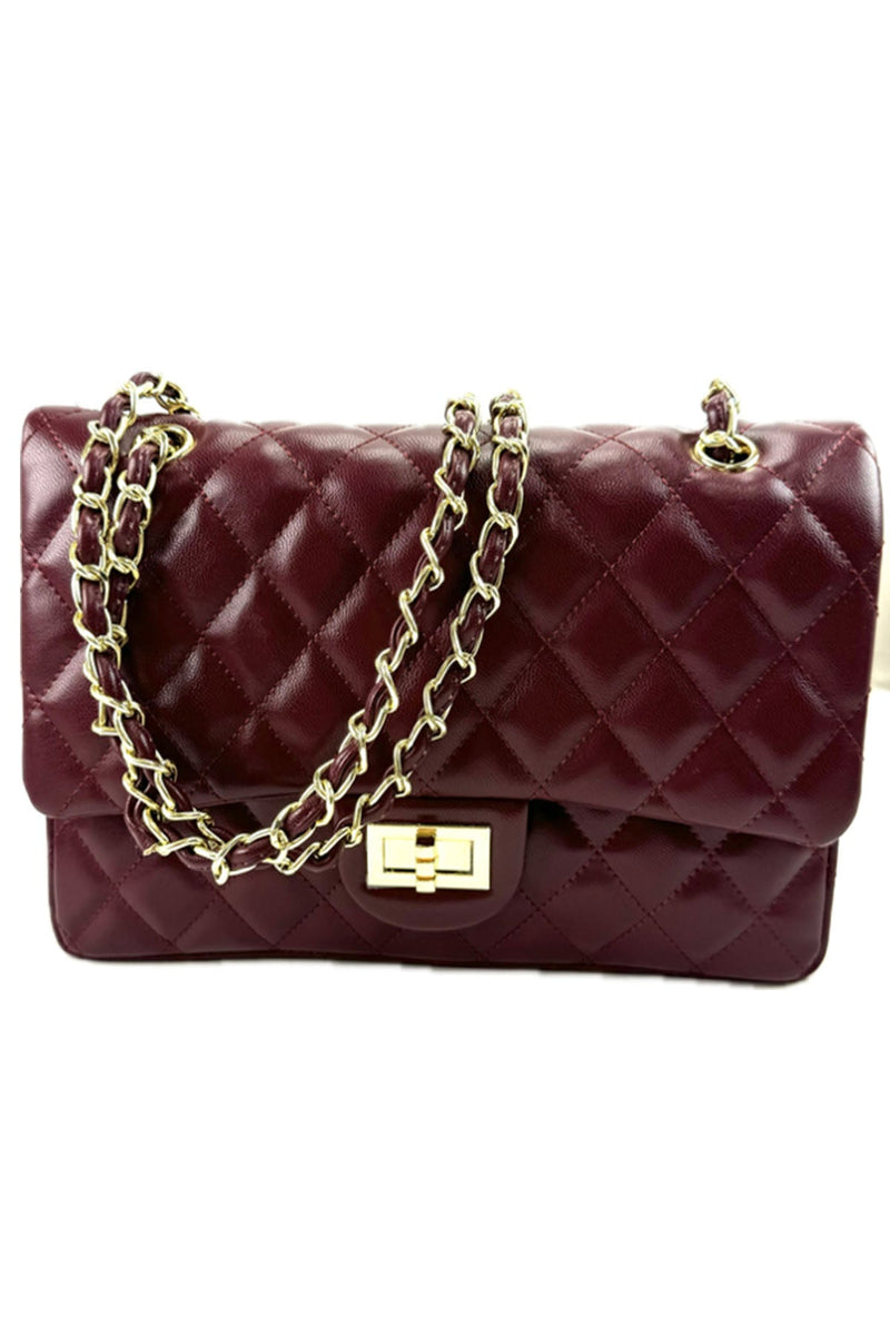 QUILTED FAUX LEATHER HAND BAG-8