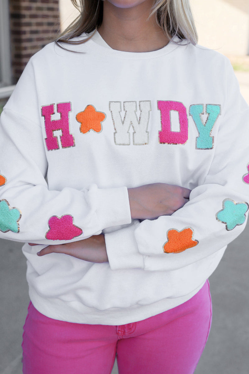 Howdy Patch Graphic Casual Sweatshirt-4