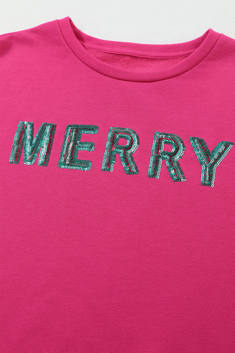 MERRY Christmas Tree Sequin Patchwork Sweatshirt-4