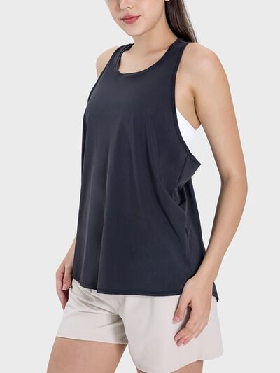 Round Neck Wide Strap Active Tank-2