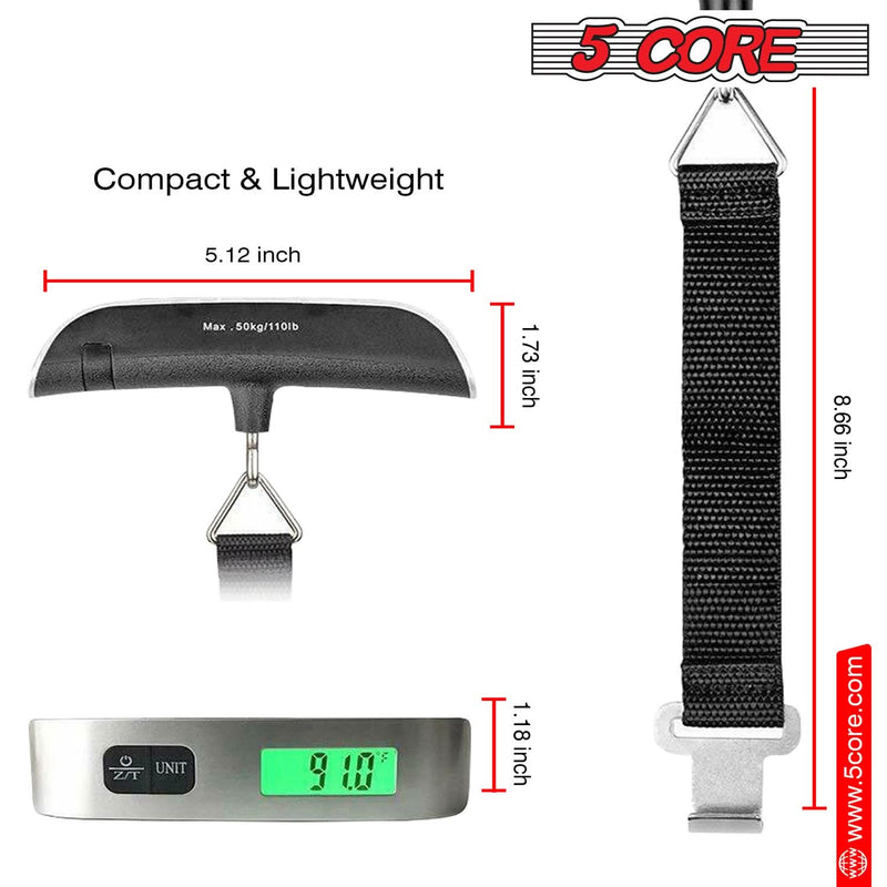 5Core Digital Luggage Scale Travel Weight Scales Hanging Baggage Weighing Machine-3