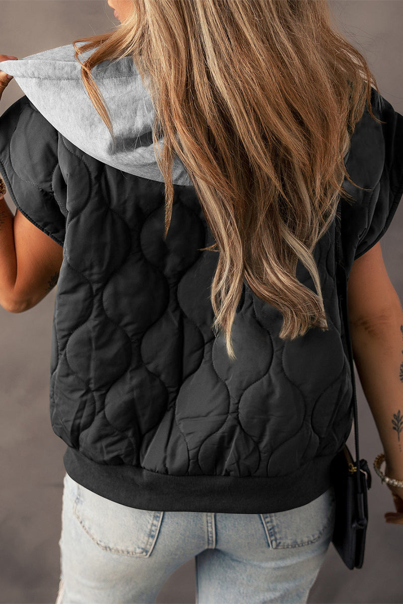 Harlow Quilted Hooded Zip Up Puffer Vest-3