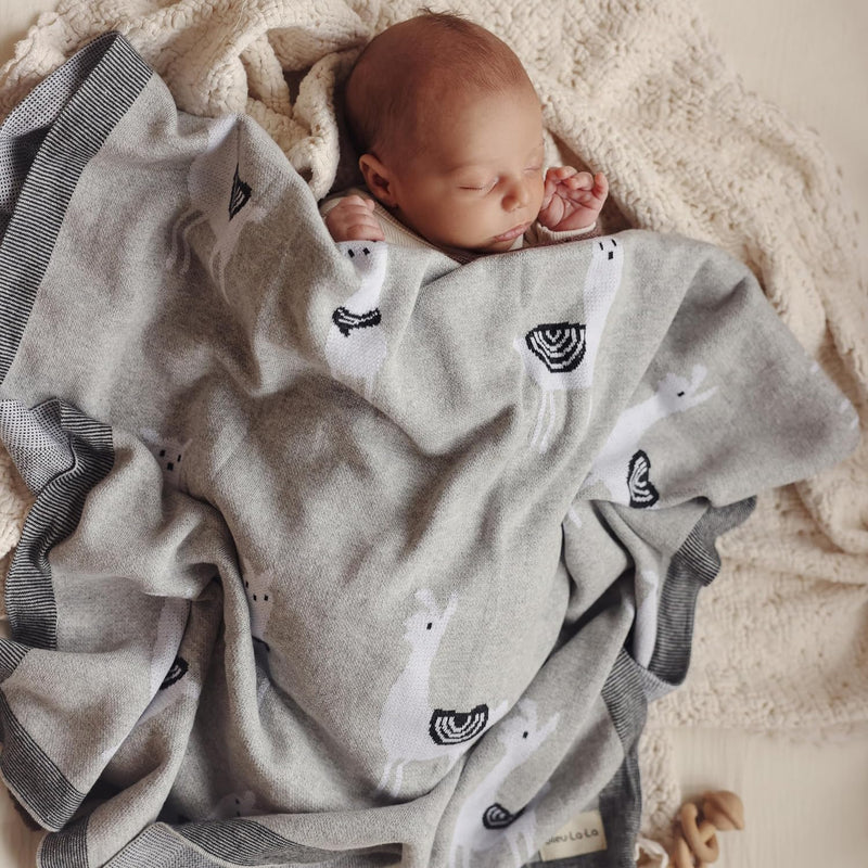 Luxury Knit Llama Swaddle Baby Blanket-4