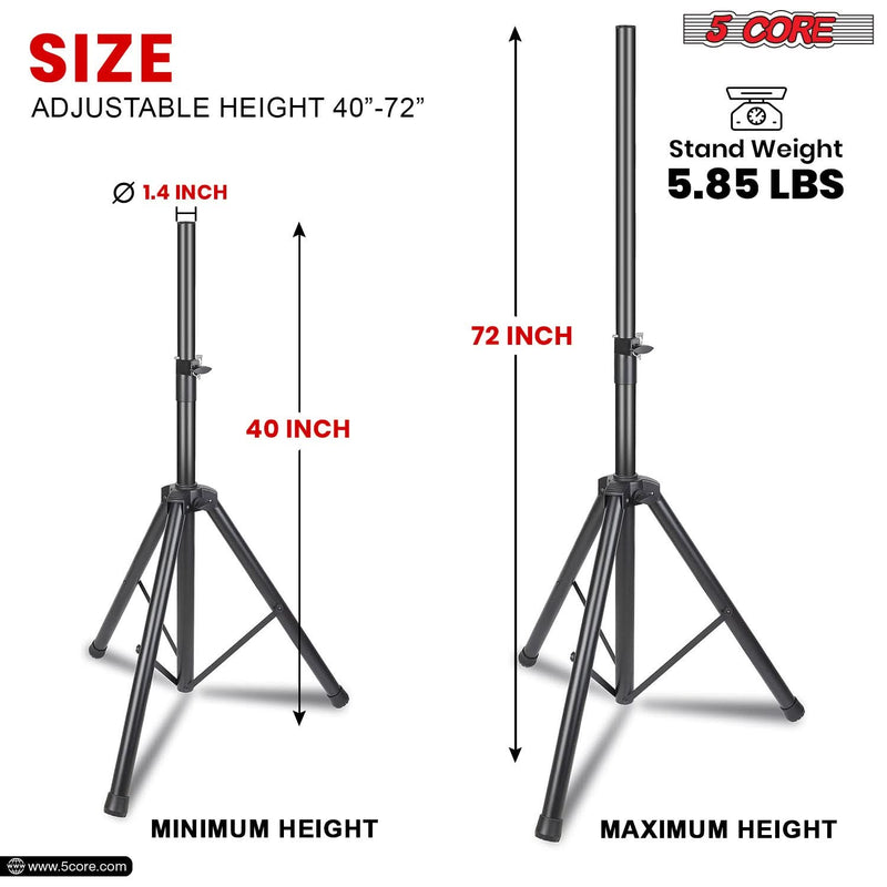 5 Core Speaker Stand Tripod Heavy Duty Adjustable Up to 72 Inch DJ Studio Monitor Stands Pole Mount Black-1