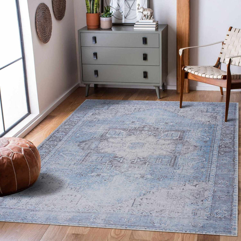 Ice Blue Nisa Washable Rug-2