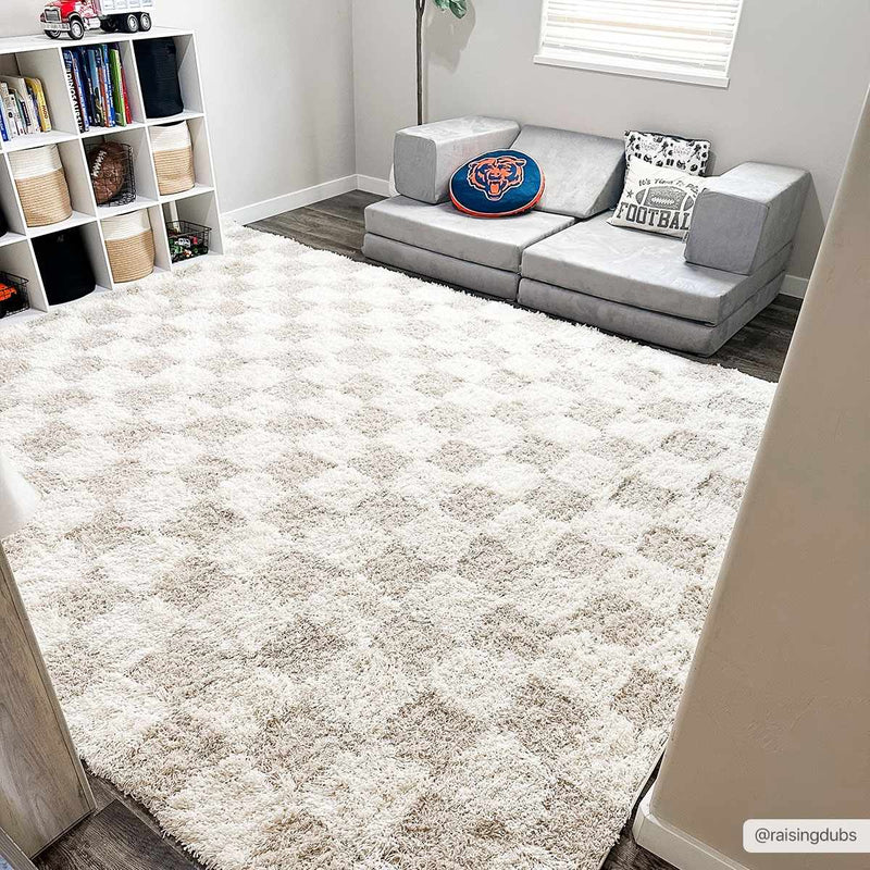 Atira Light Brown Checkered Area Rug-0