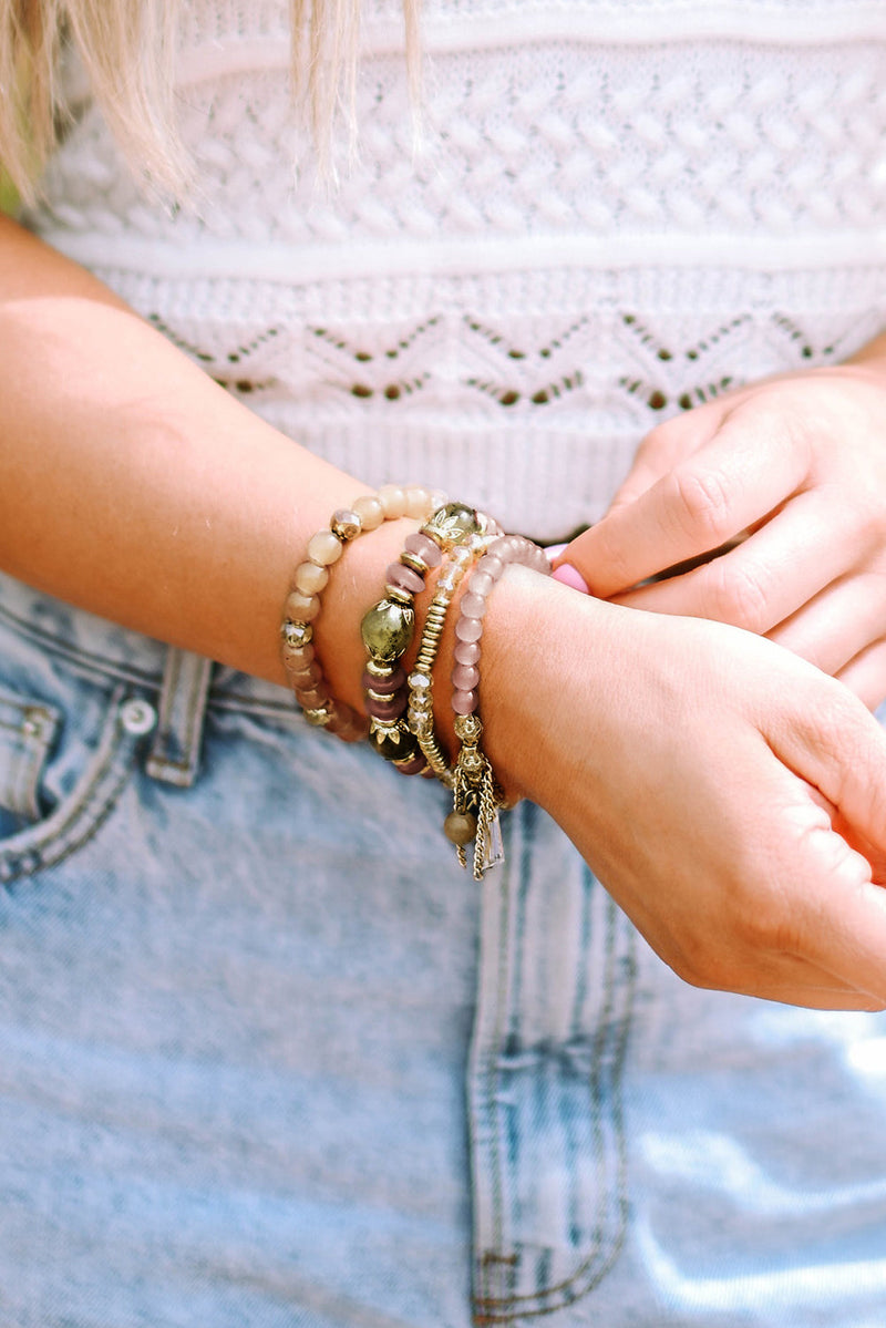 Brown Bohemian Crystal Pendant Tassel Bracelet-3