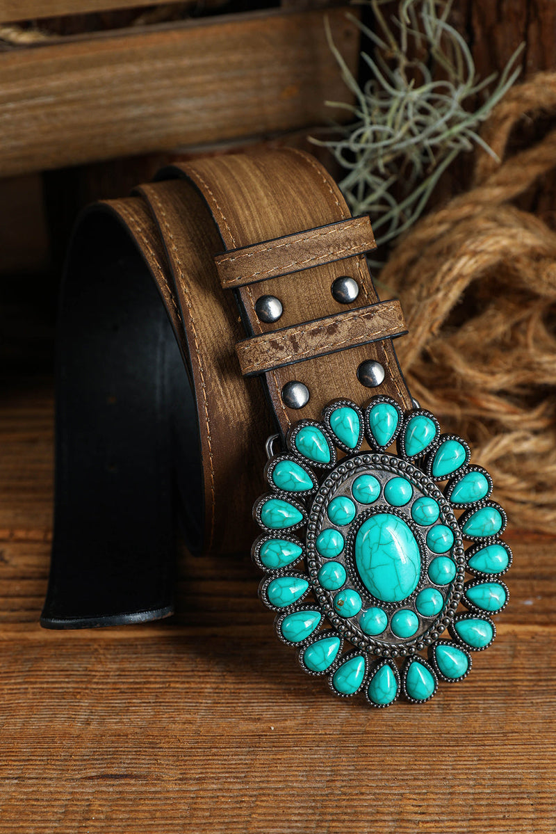 Western Turquoise Decor Retro Wide Belt-1