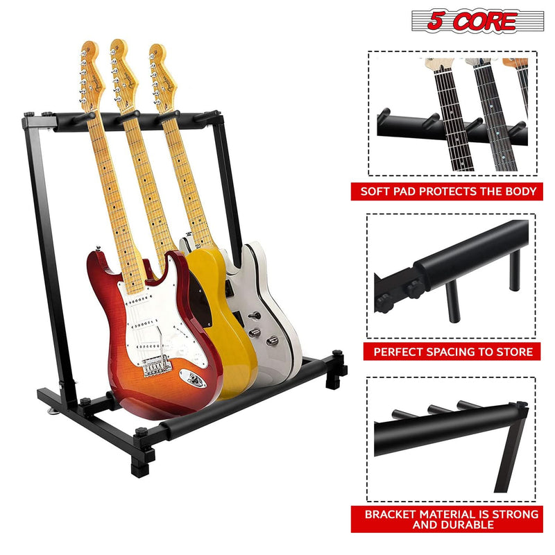 5 Core Multi Guitar Rack Stand Floor 3 Slot Adjustable Flying V Guitars Holder-1