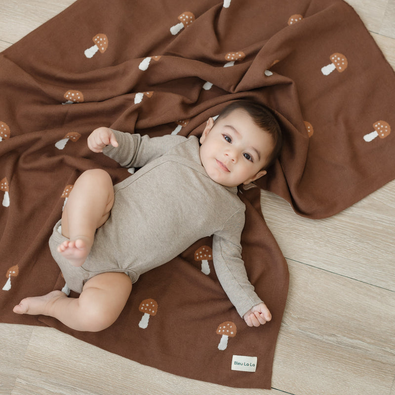 Luxury Knit Mushroom Swaddle Baby Blanket-3