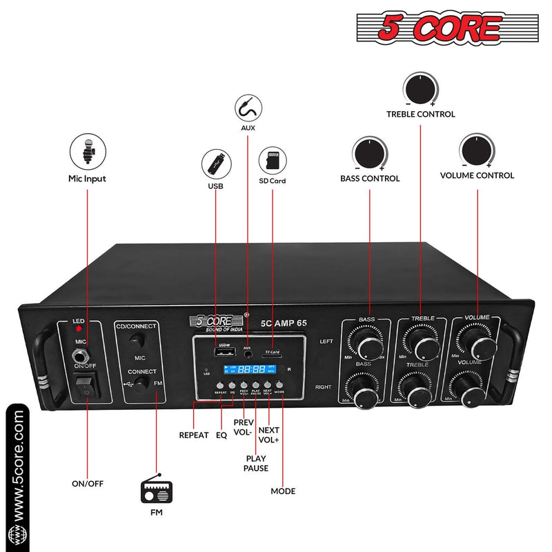 5Core Commercial PA Music Announcement System Restuarant Nail Spa Office Pack-4