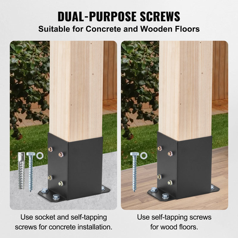 VEVOR 4 Pack 4x4 Post Base Brackets Heavy Duty Wood Post Fence Post Anchor