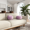 Pouffe 13" Round Pleated Accent Throw Pillow, Lavender Velvet