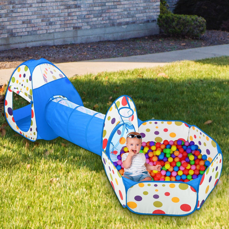 3 In 1 Child Crawl Tunnel Tent Kids Play Tent Ball Pit Set Foldable Children Play House Pop-up Kids Tent