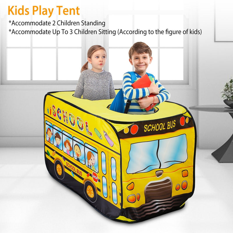 Kids Play Tent Foldable Pop Up School Bus Tent Portable Children Baby Play House W/ Carry Bag For Indoor Outdoor Use