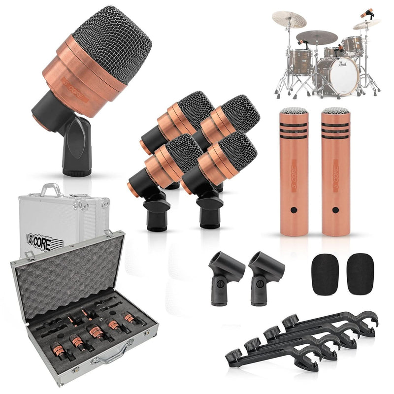 5Core Drum Mic Kit 7 Pcs Kick Bass Tom Snare Dynamic Microphone Instrument Mics Set COPPEREX-0