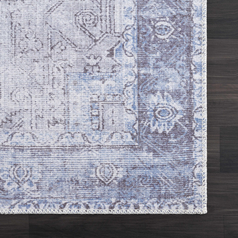 Rosman Ice Blue Washable Rug-2