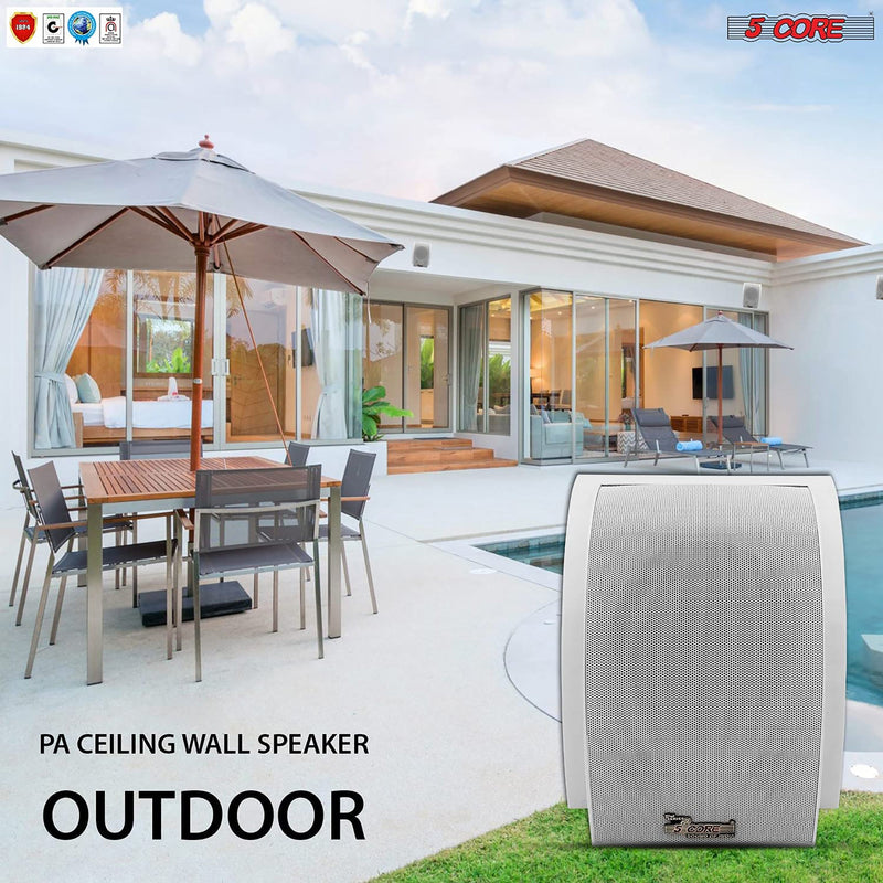 5 Core Wall Speaker 80W Max Power Indoor Outdoor Speakers White High Performance All Weather Wall Mount PA Speaker Wired Entertainment System for Patio Room Garage Restaurant Office - WS-11 5 2PCS-9