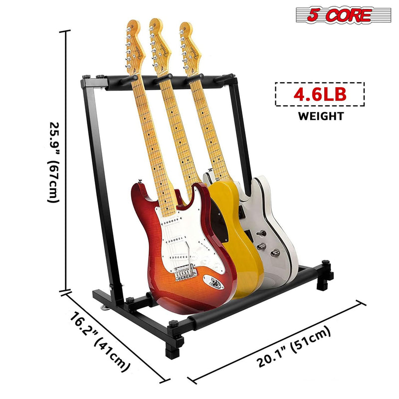 5 Core Multi Guitar Rack Stand Floor 3 Slot Adjustable Flying V Guitars Holder-3