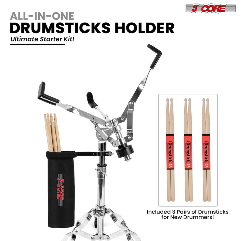 5 Core Drum Practice Pad Set 12" Adjustable Snare Drumming Stand Double Sided Silent Drummer Kit-2