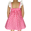 Girls Gingham Eyelet Ruffle Spring/Summer Party Easter Dress-6
