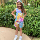 AnnLoren Girls Candy Pastel Tie Dye Cotton Hoodie Tank and Shorts Set-3