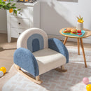 Kids Rocking Chair Children Velvet Upholstered Sofa with Solid Wood Legs-Blue - Color: Blue